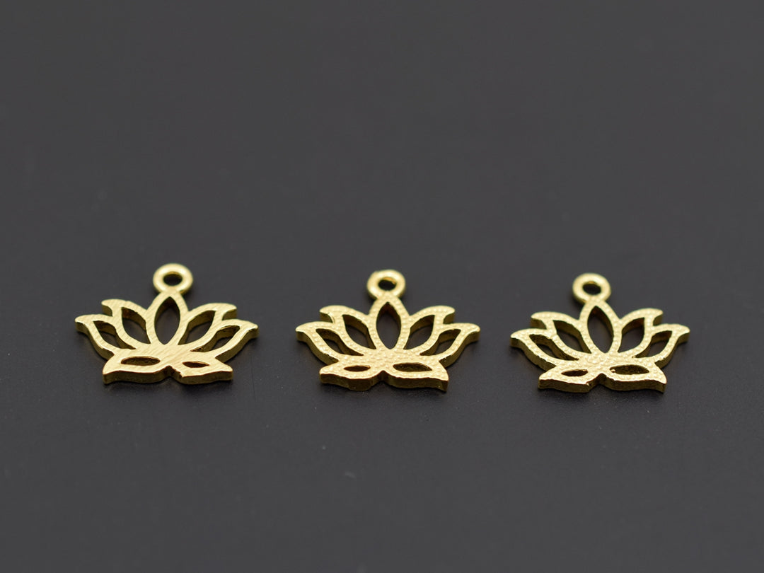 5PCS 8x12mm gold plated brass lotus charms, jewelry findings
