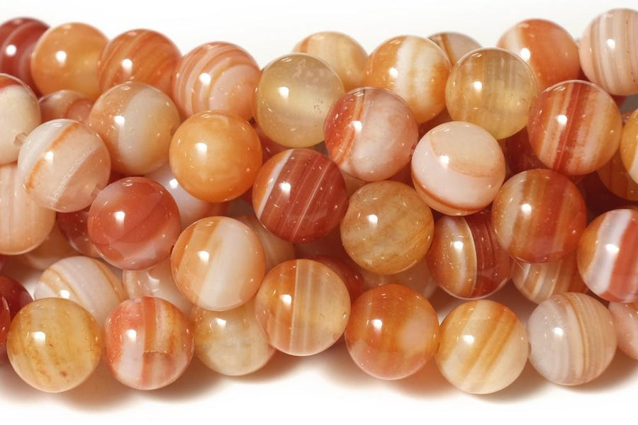 15.5" 6mm/8mm red stripe Agate Round beads Gemstone