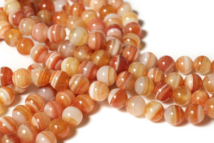 15.5" 6mm/8mm red stripe Agate Round beads Gemstone