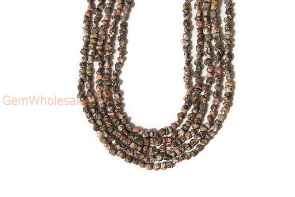 15.5" 3~5mm Natural Leopard skin stone pebbles beads,potato beads, small nugget beads