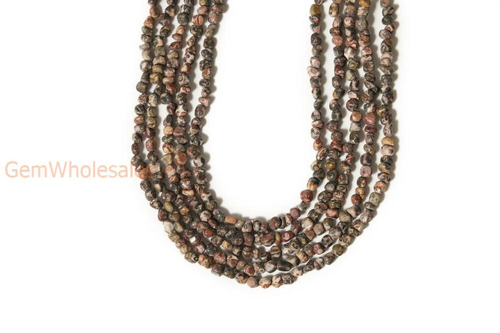 15.5" 3~5mm Natural Leopard skin stone pebbles beads,potato beads, small nugget beads