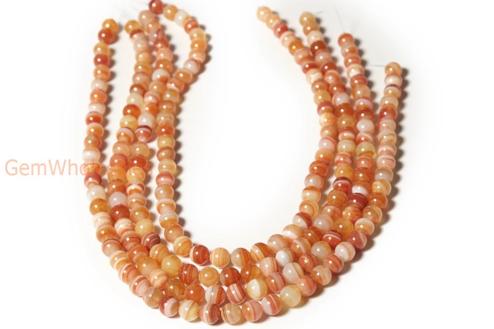 15.5" 6mm/8mm red stripe Agate Round beads Gemstone