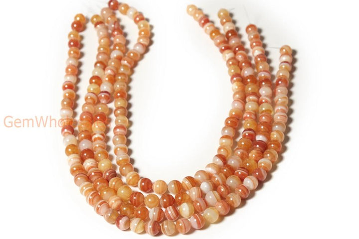 15.5" 6mm/8mm red stripe Agate Round beads Gemstone