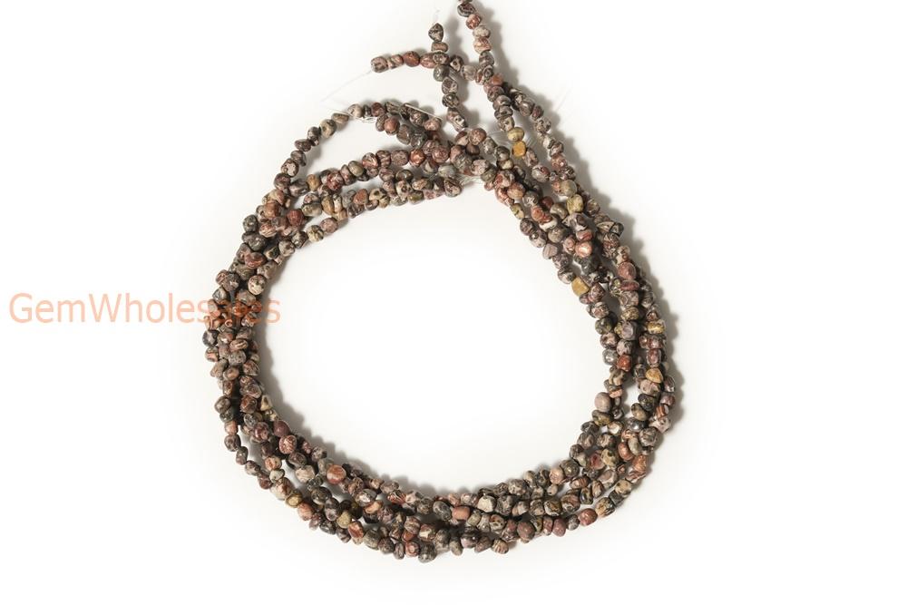 15.5" 3~5mm Natural Leopard skin stone pebbles beads,potato beads, small nugget beads