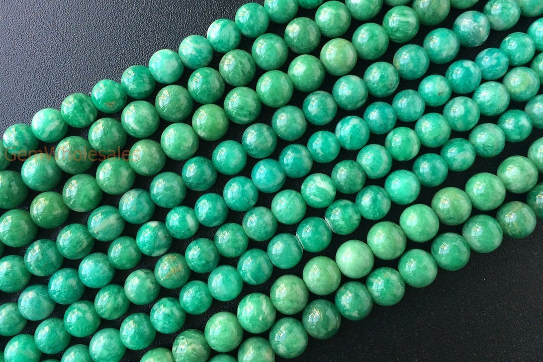 15.5" Natural Russian amazonite 4mm/6mm round beads, AA Green gemstone