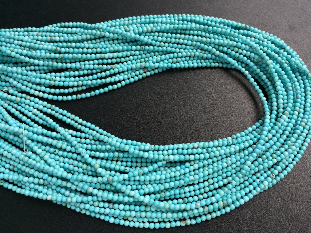 15.5" 2mm turquoise Blue howlite round beads, blue color semi-precious stone