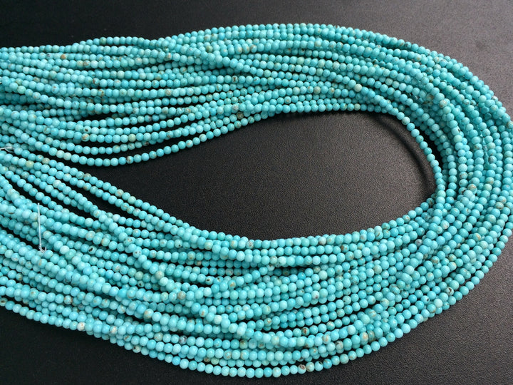 15.5" 2mm turquoise Blue howlite round beads, blue color semi-precious stone