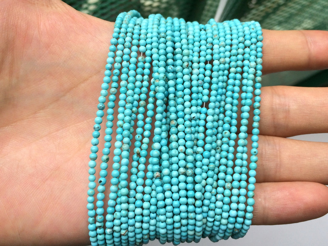 15.5" 2mm turquoise Blue howlite round beads, blue color semi-precious stone