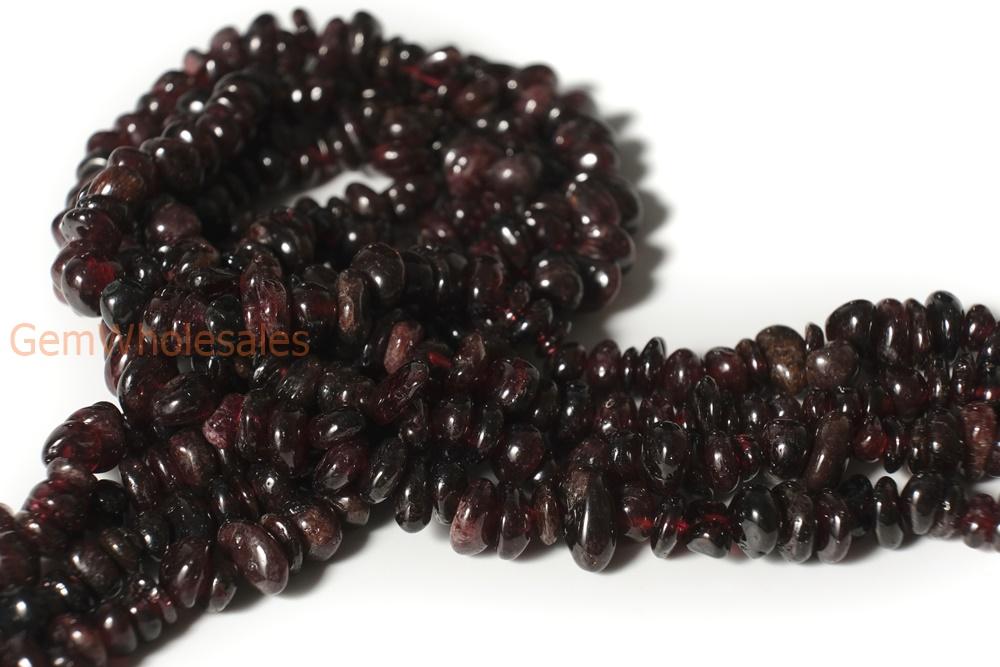 34" Garnet 5x10mm chips , Red garnet small chips gemstone