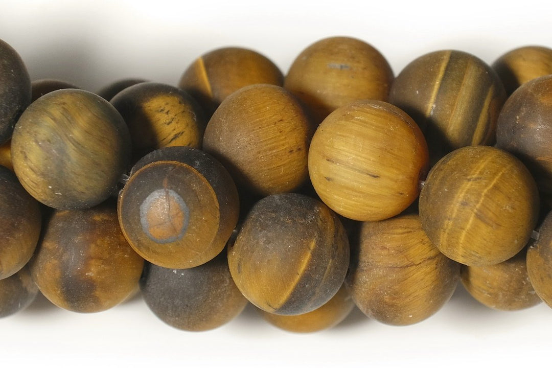15.5" Matte yellow tiger eye 8mm round beads,frosted yellow tiger eye