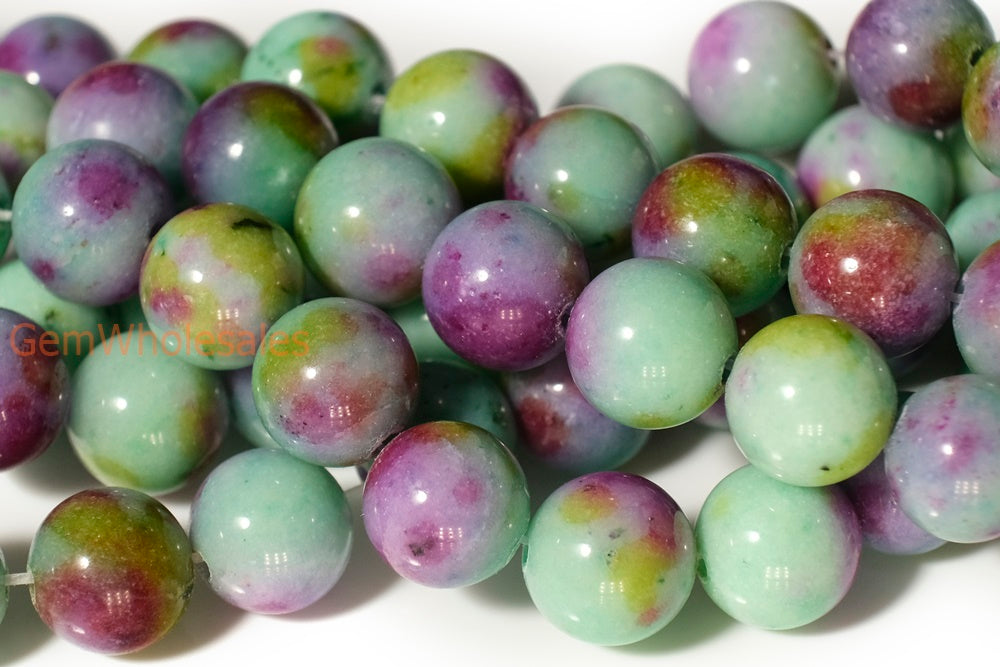 15.5" 10mm/12mm green dyed jade Round beads gemstone