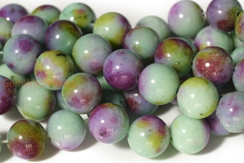 15.5" 6mm/8mm green purple dyed jade Round jewelry beads supply