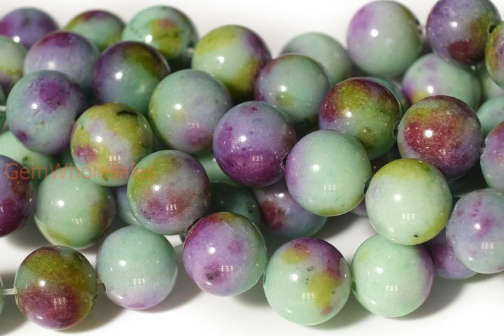 15.5" 6mm/8mm green purple dyed jade Round jewelry beads supply