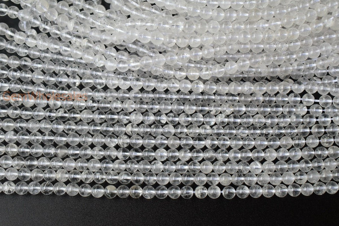 15" 8mm/10mm Natural rock crystal quartz round beads, milky with inclusion