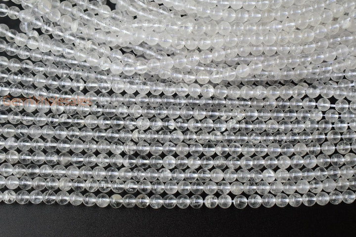 15" 8mm/10mm Natural rock crystal quartz round beads, milky with inclusion