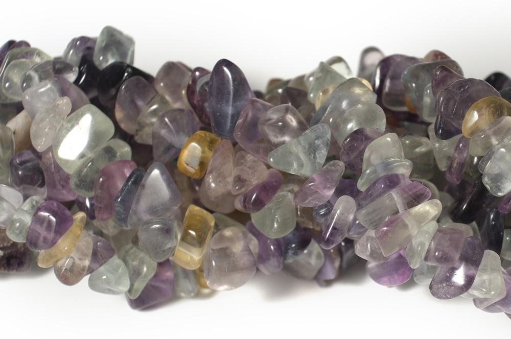 34" Rainbow fluorite 5x10mm chips , small gemstone chips, rainbow color