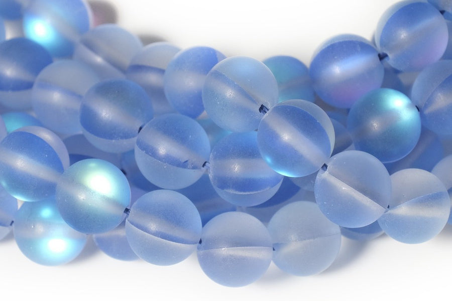 15.5" 8mm Rainbow blue Synthetic Moonstone round beads