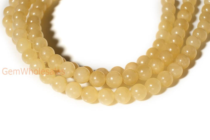 15.5" 4mm/6mm natural yellow jade Round gemstone beads