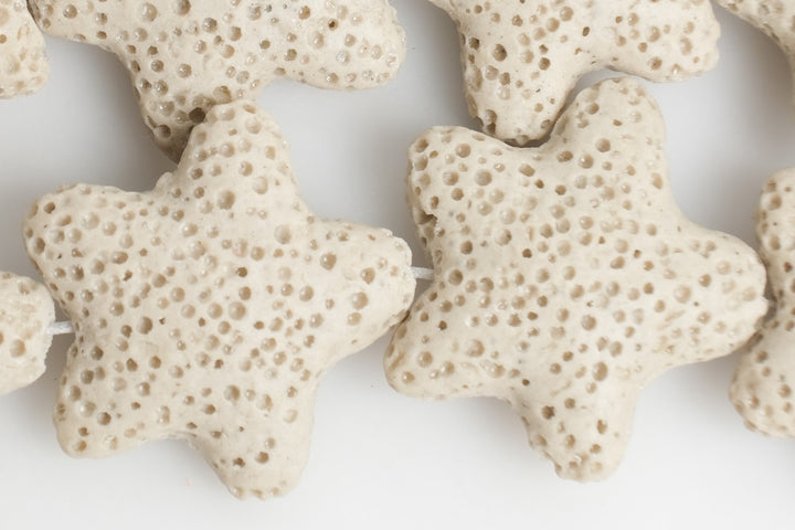 25mm beige Lava starfish Gemstone beads pendant