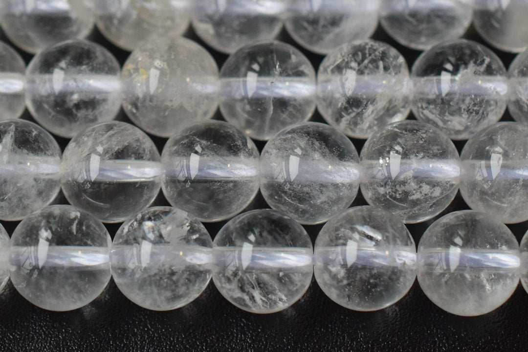 15" 8mm/10mm Natural rock crystal quartz round beads, milky with inclusion
