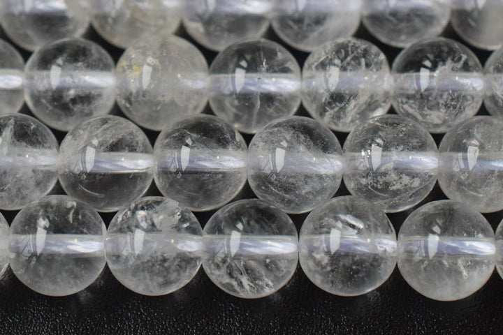 15" 8mm/10mm Natural rock crystal quartz round beads, milky with inclusion