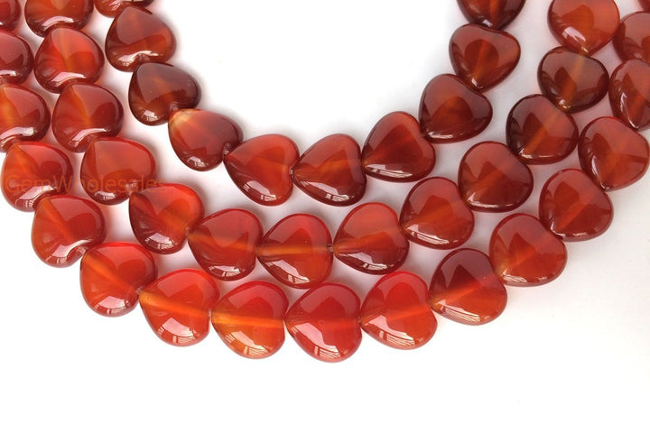 15.5" 12mm/14mm red Agate Heart beads Gemstone