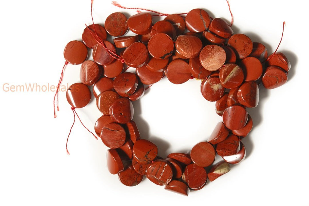 15.5" 16mm red jasper twisted coin, red jasper wave coin, semi precious stone
