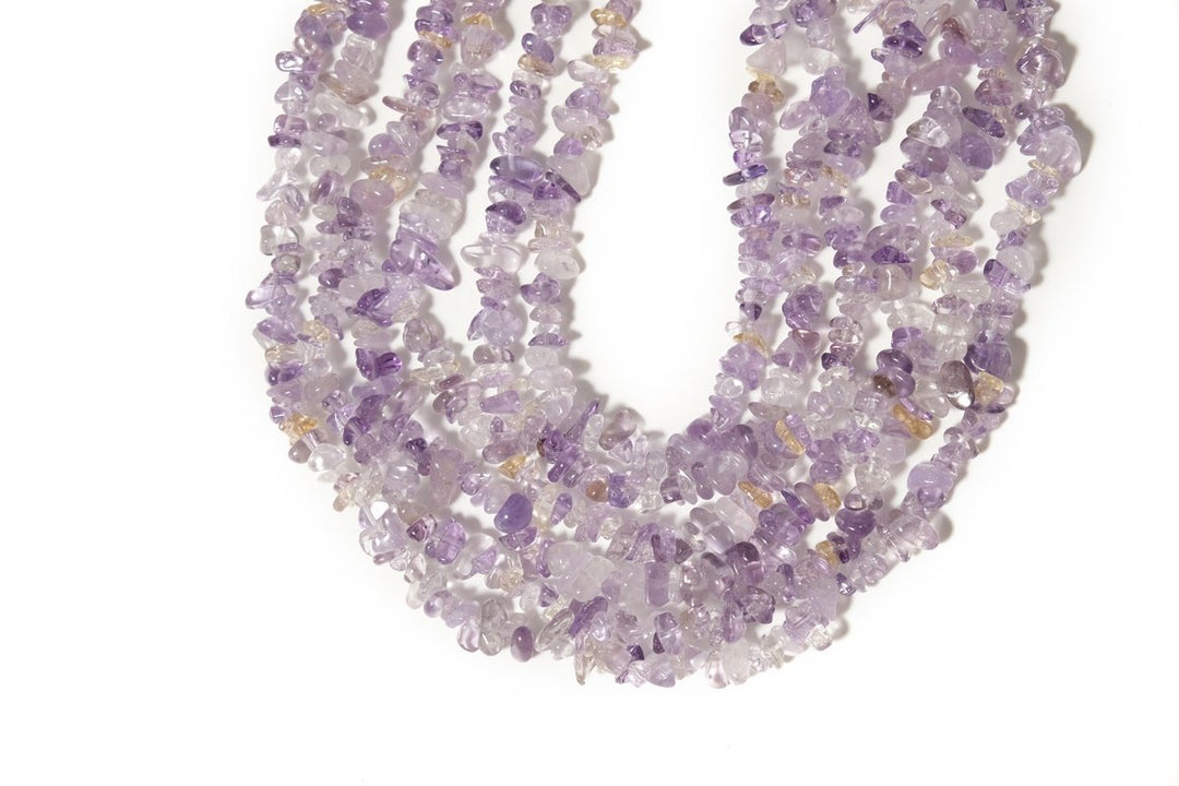 34" Natural Ametrine 5x10mm chips beads, purple yellow small chips