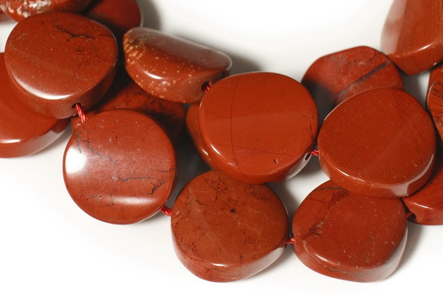 15.5" 16mm red jasper twisted coin, red jasper wave coin, semi precious stone