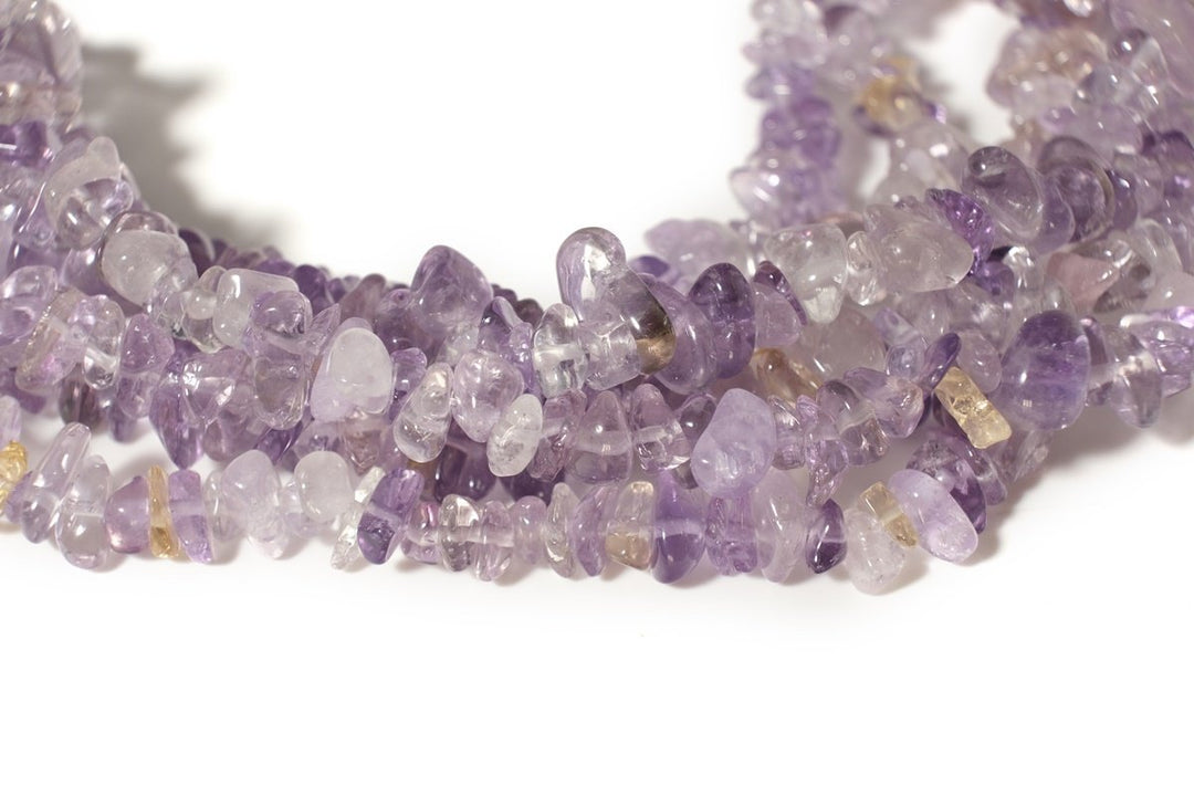 34" Natural Ametrine 5x10mm chips beads, purple yellow small chips
