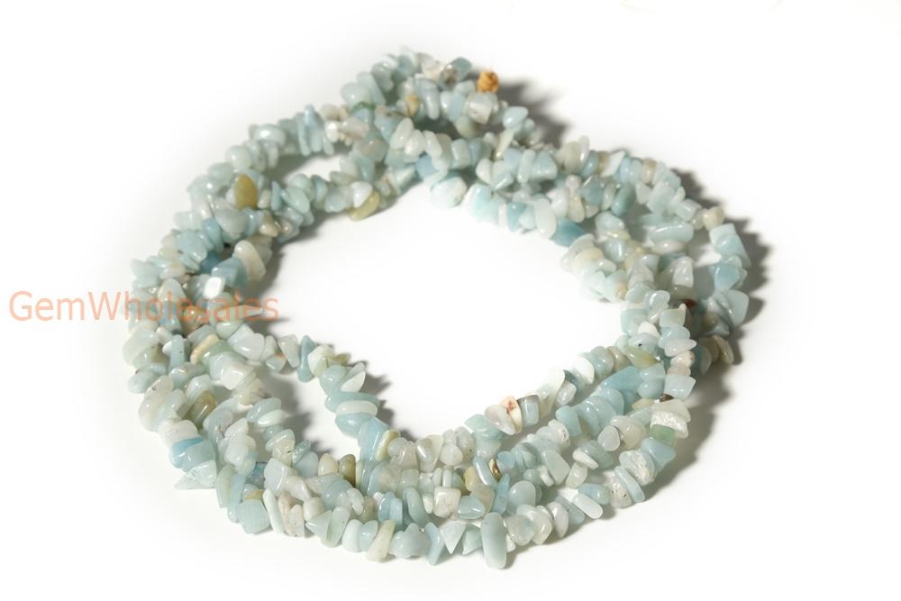 34" ~5x8mm Natural Amazonite chips,blue DIY chips beads, blue green Gemstone chips