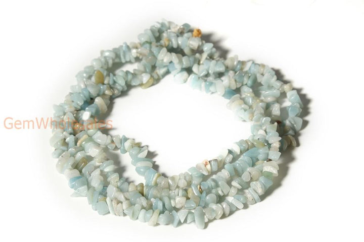 34" ~5x8mm Natural Amazonite chips,blue DIY chips beads, blue green Gemstone chips