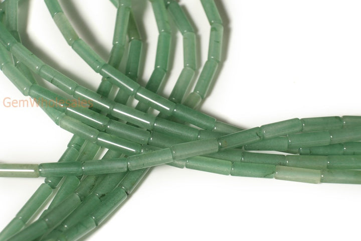 15.5"Natural Green aventurine round tubes 4x13mm, Green gemstone Cylinder