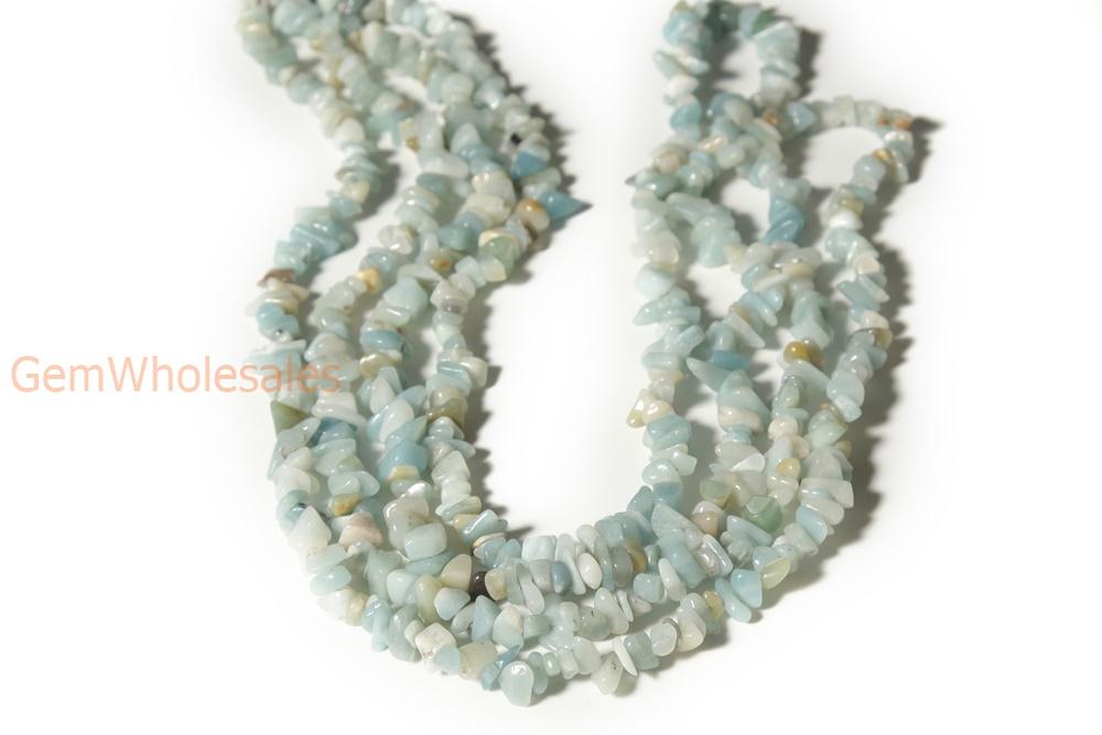34" ~5x8mm Natural Amazonite chips,blue DIY chips beads, blue green Gemstone chips