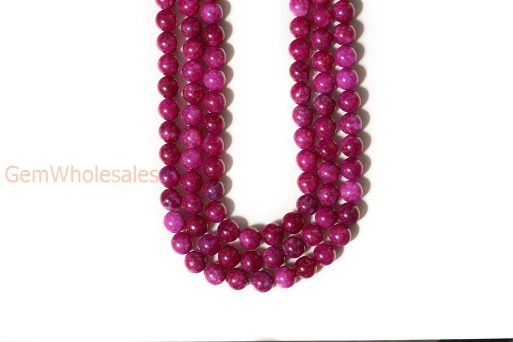 15" 6mm/8mm/10mm purple red Malaysian jade Round beads gemstone