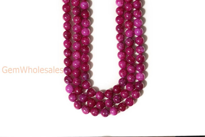 15" 6mm/8mm/10mm purple red Malaysian jade Round beads gemstone