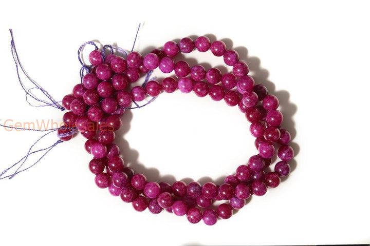 15" 6mm/8mm/10mm purple red Malaysian jade Round beads gemstone