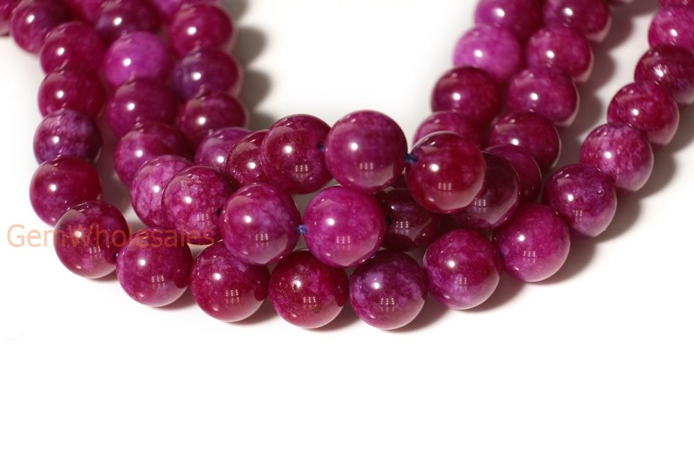 15" 6mm/8mm/10mm purple red Malaysian jade Round beads gemstone