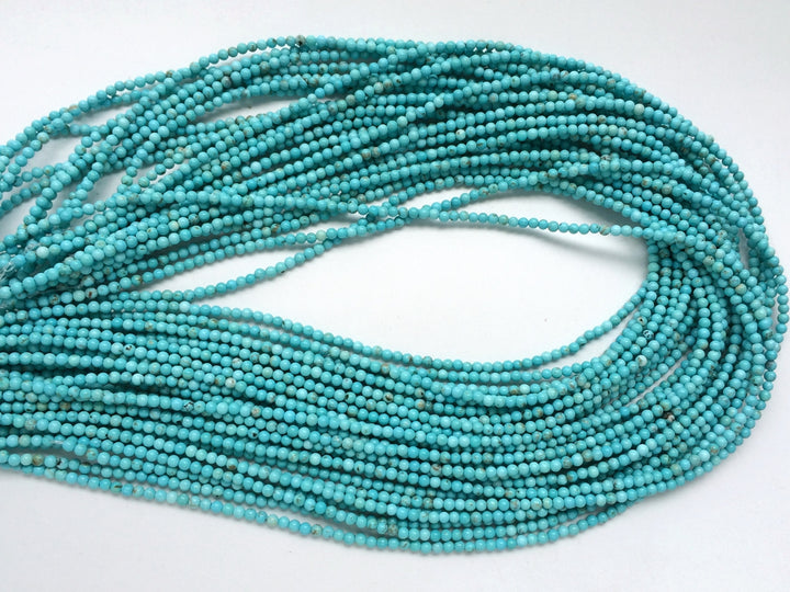 15.5" 2mm turquoise Blue howlite round beads, blue color semi-precious stone