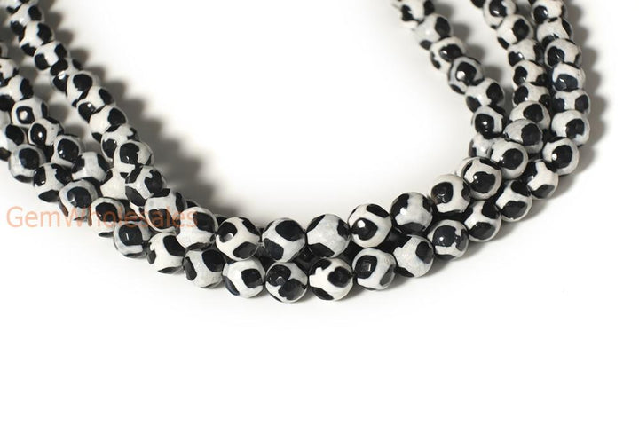 14.5" Black color Bulk tibetan Dzi agate round beads 8mm/10mm/12mm