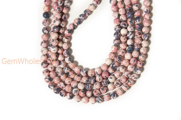 15.5" 6mm/8mm/10mm/12mm Dyed Pink purple rain flower stone,mix color rain flower jasper