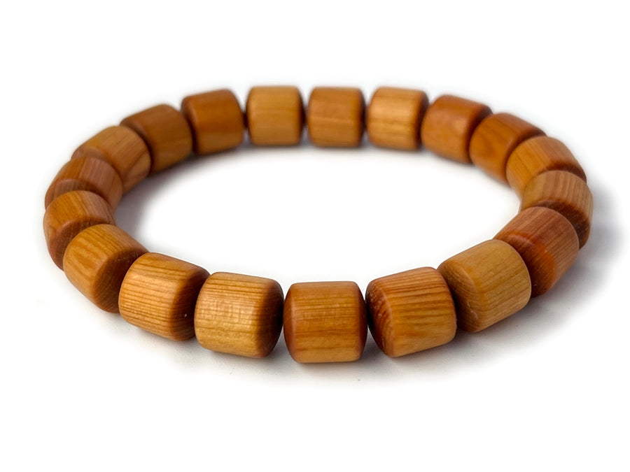 7.5" 10mm light Fragrant Cypress wood Barrel beads bracelets