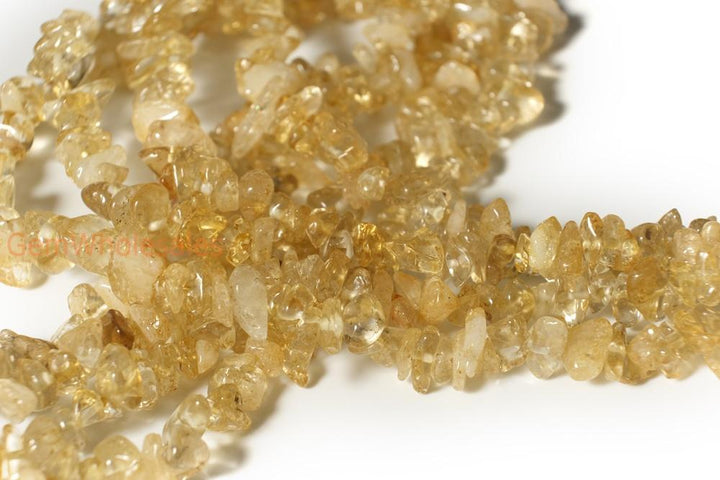 34" 5~10mm Natural Citrine chips beads strand,  yellow quartz chips