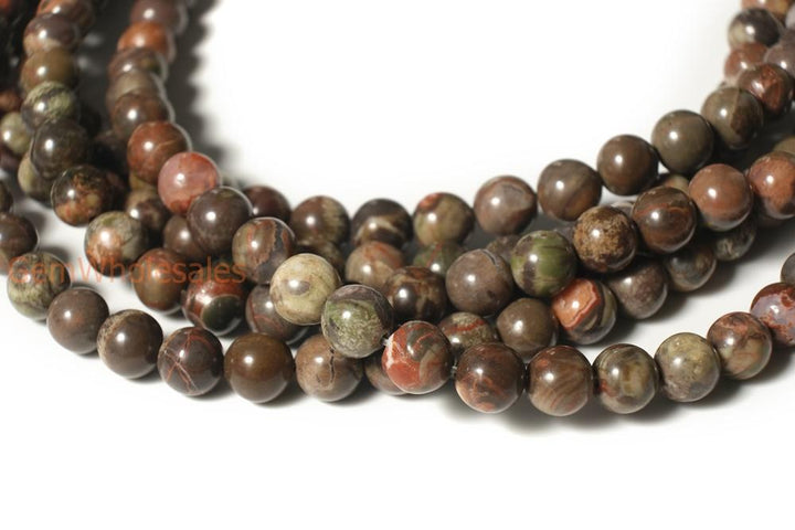 15.5" natural 8mm/10mm/12mm red brown flower Agate Round beads