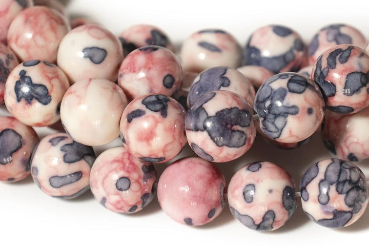15.5" 6mm/8mm/10mm/12mm Dyed Pink purple rain flower stone,mix color rain flower jasper