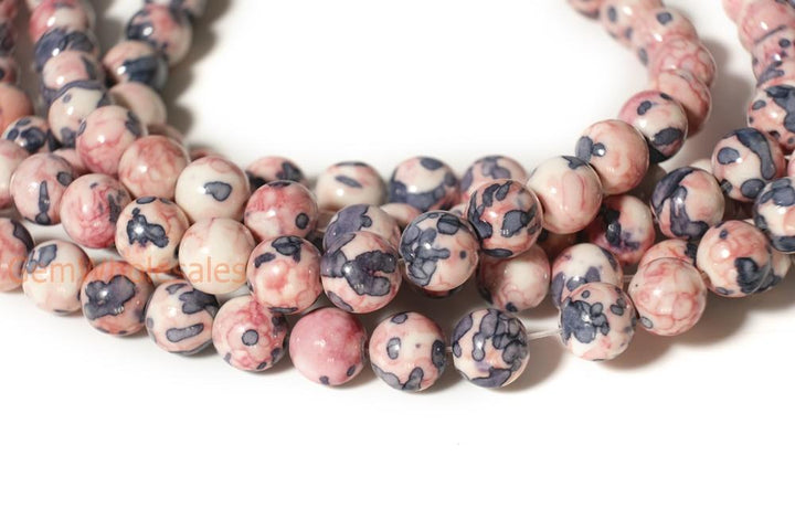 15.5" 6mm/8mm/10mm/12mm Dyed Pink purple rain flower stone,mix color rain flower jasper