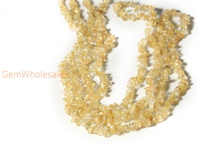 34" 5~10mm Natural Citrine chips beads strand,  yellow quartz chips