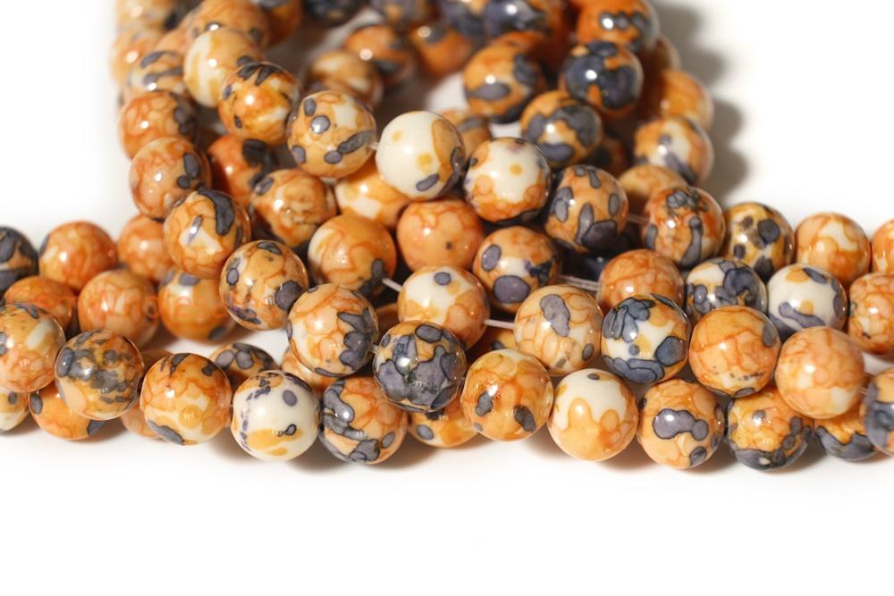 15.5" Dyed orange dark blue rain flower stone 6mm/8mm/10mm/12mm round beads
