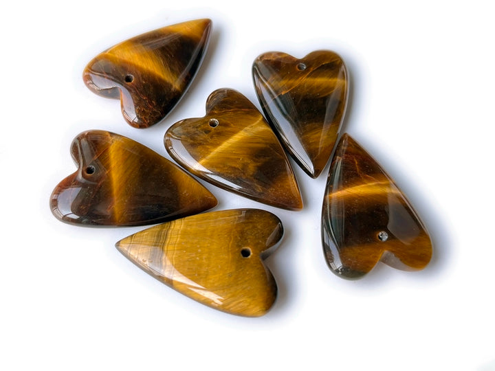 1PC 20x30mm Natural Yellow tiger eye heart pendant