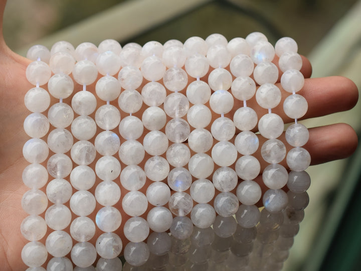 10mm AA Natural Blue shinning white Moonstone round beads